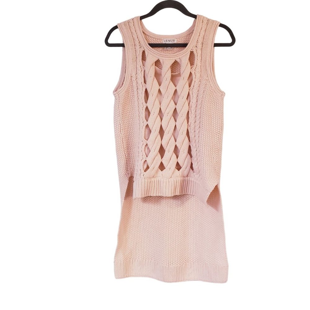 Venus Knit tunic size Medium hi‎ lo chunky knit ballerina pink